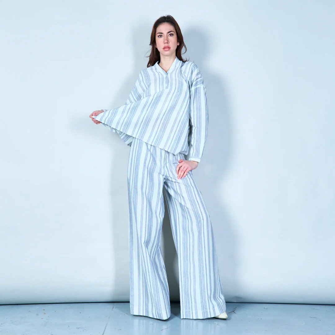 Striped wide-leg linen pants wholesale