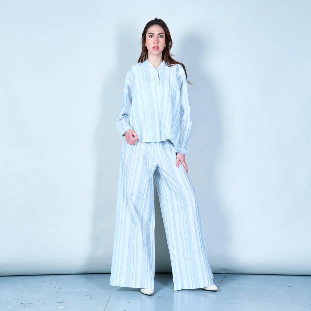 Striped wide-leg linen pants wholesale