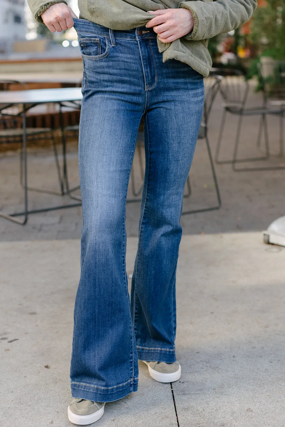 Sunny High Rise Wide Hem Flare Jeans