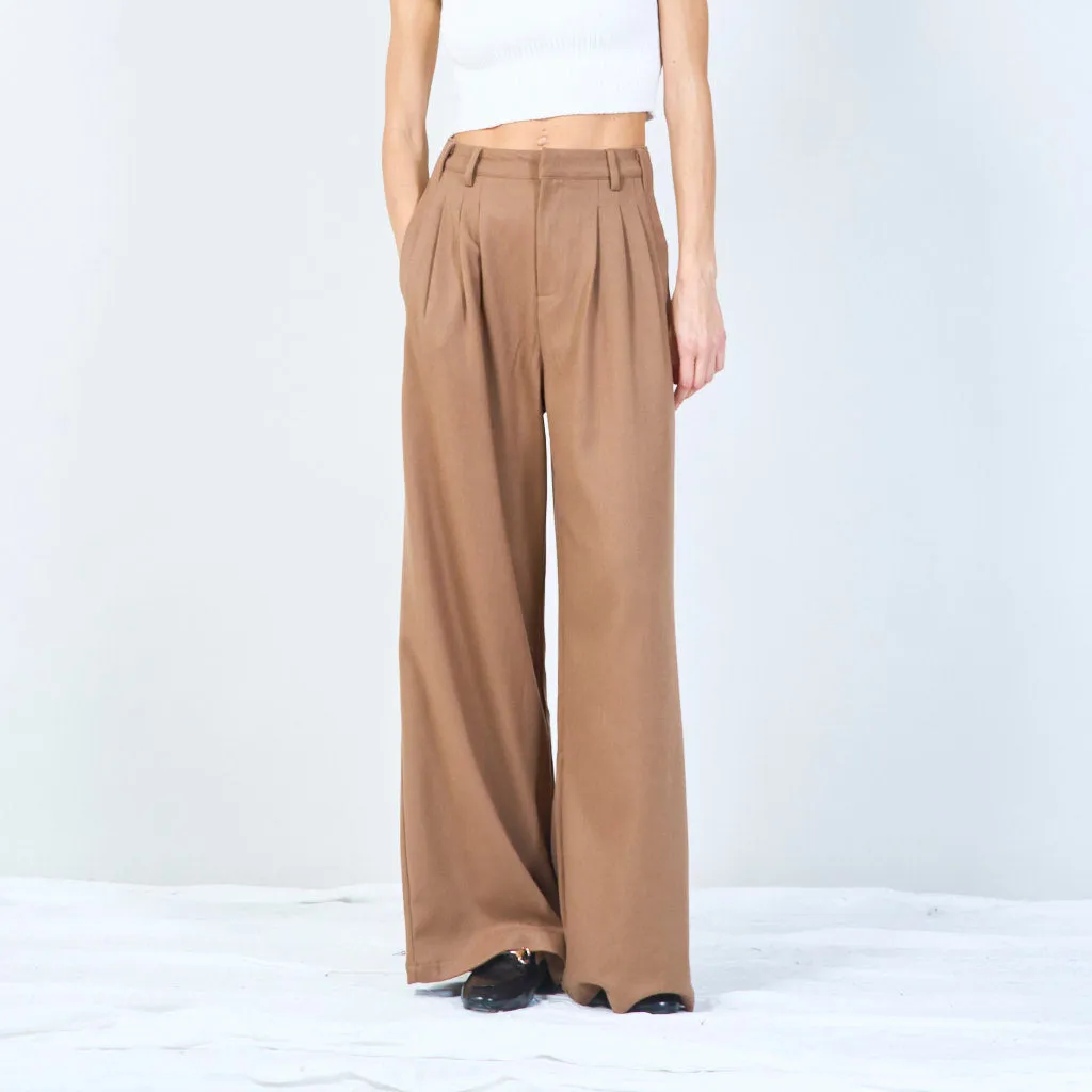 Tailored wide-leg trousers with pleated front wholesale
