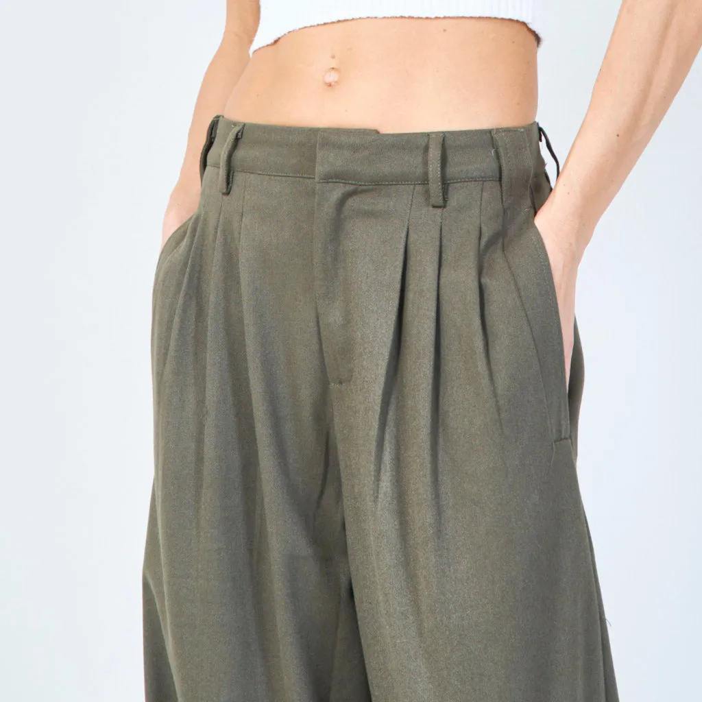 Tailored wide-leg trousers with pleated front wholesale