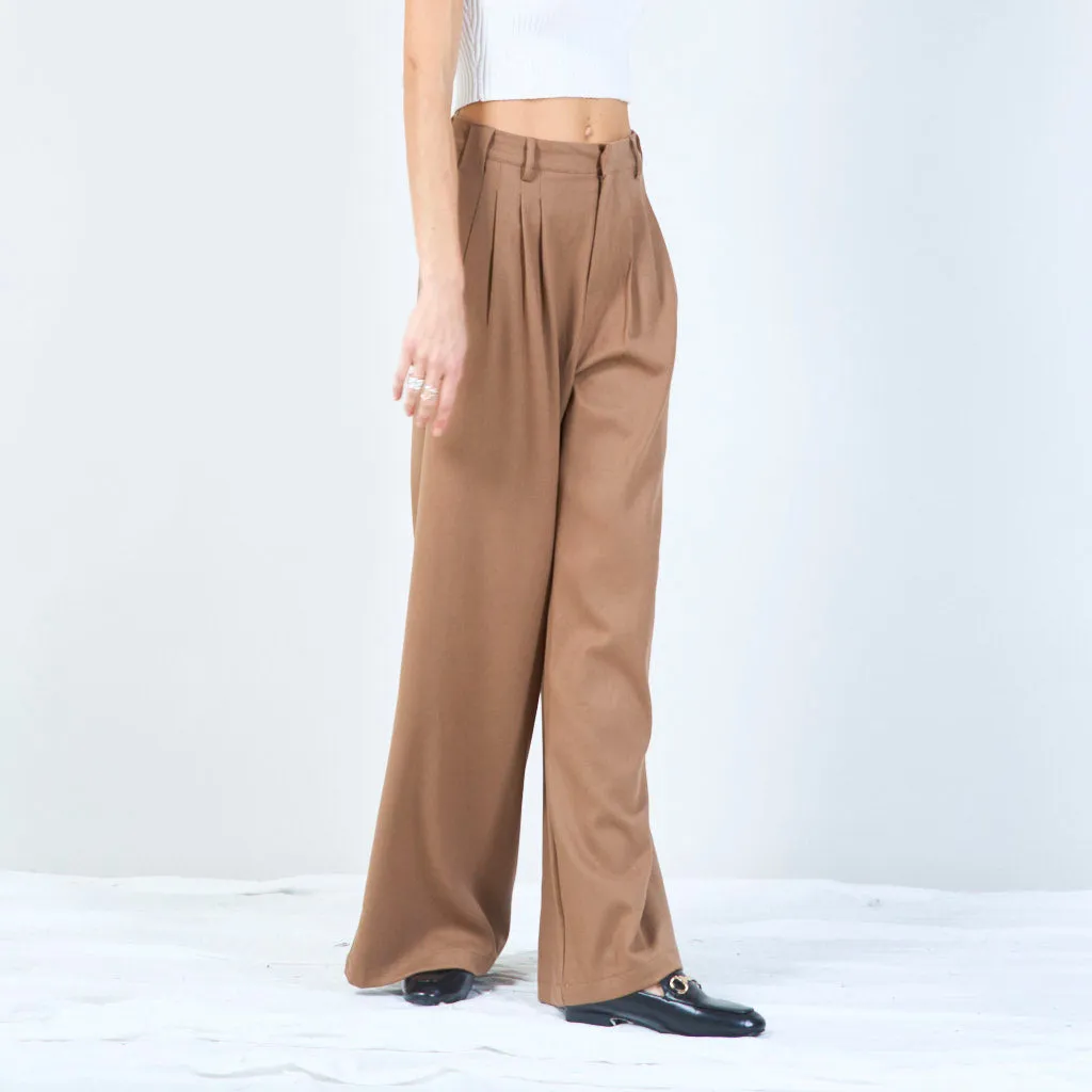 Tailored wide-leg trousers with pleated front wholesale
