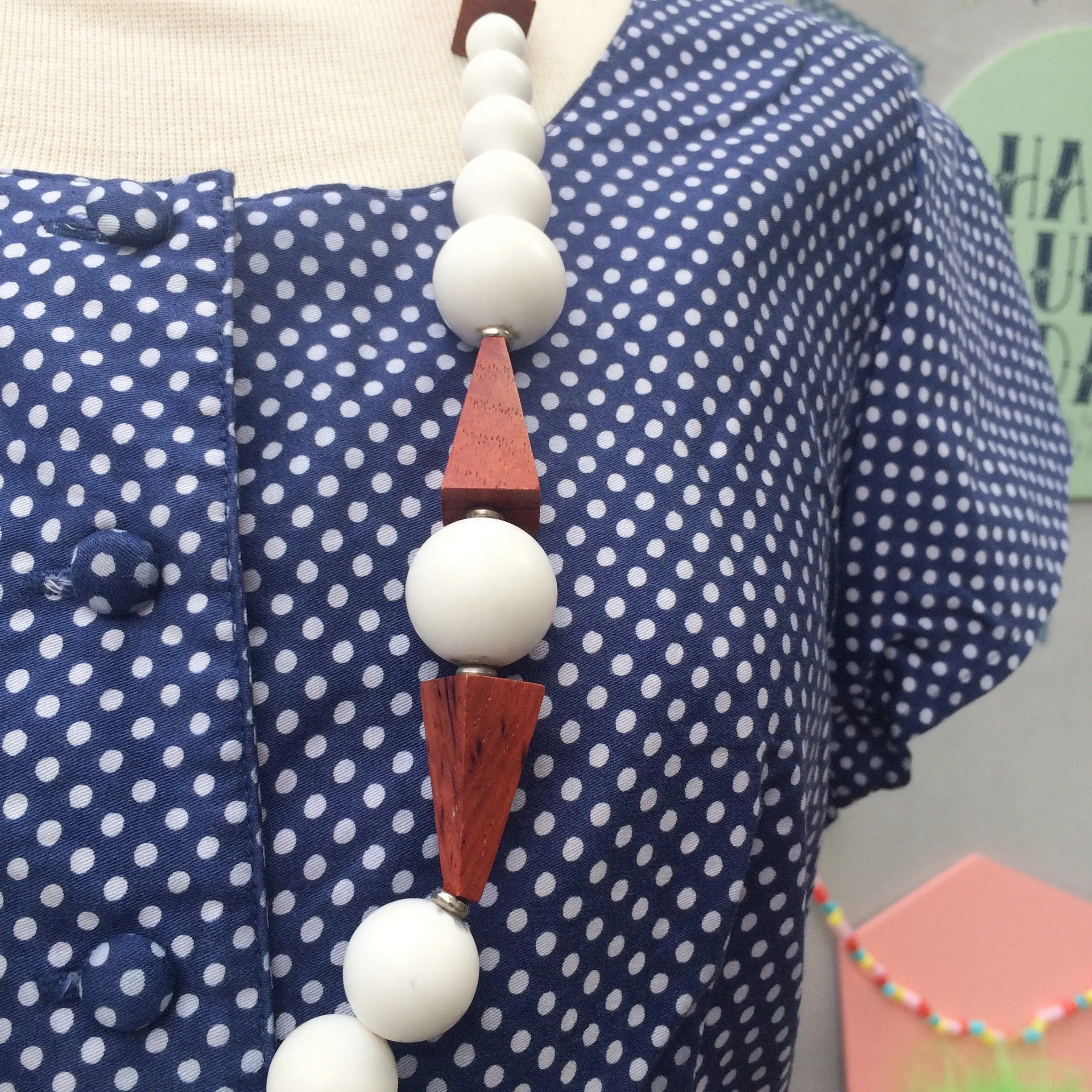 Triangle Bits & Bobs | Vintage mid-century Atomic mod age Geometric Shapes and Plastic beaded chunky necklace