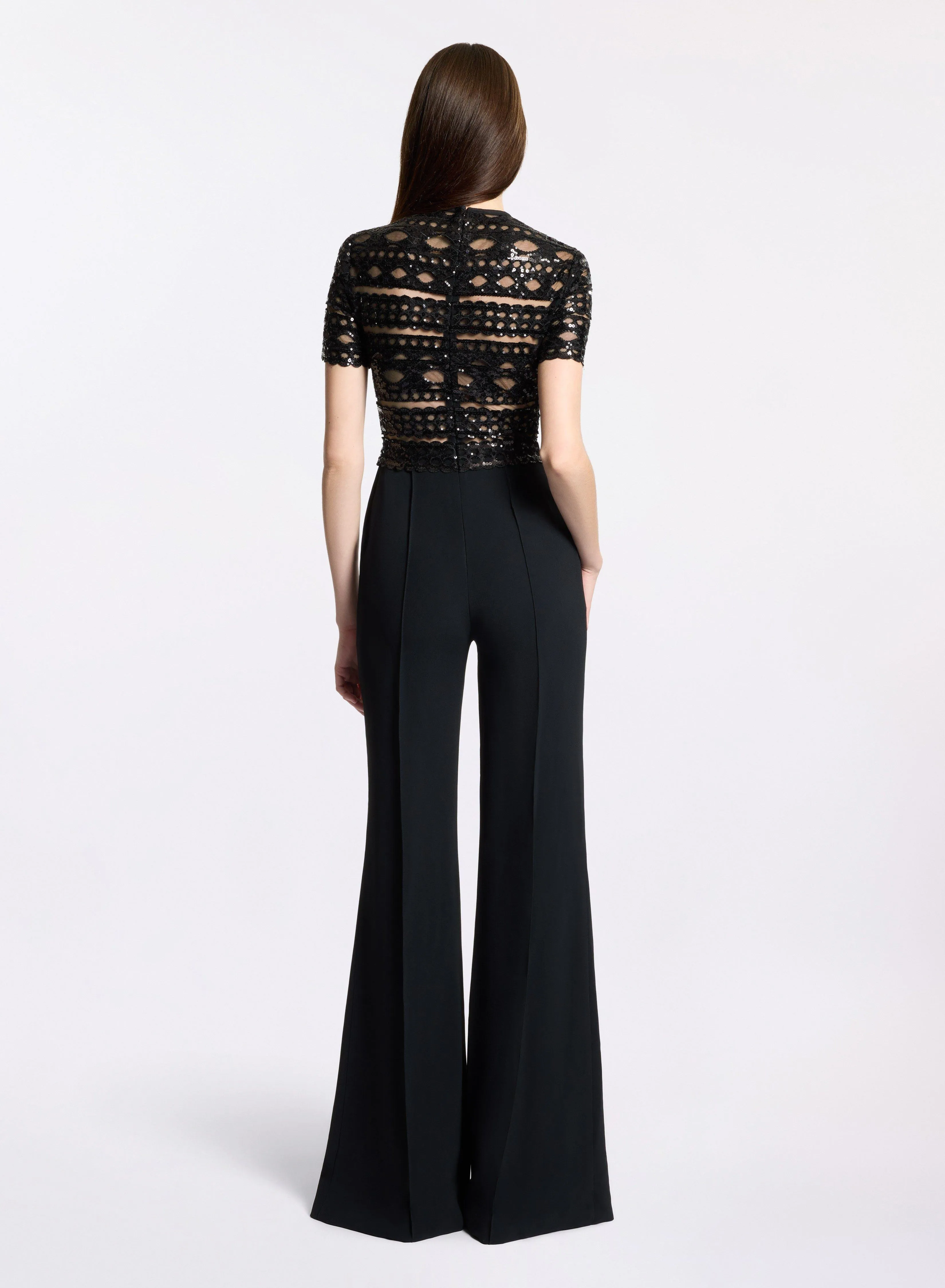 Tulle Embroidered Cady Jumpsuit
