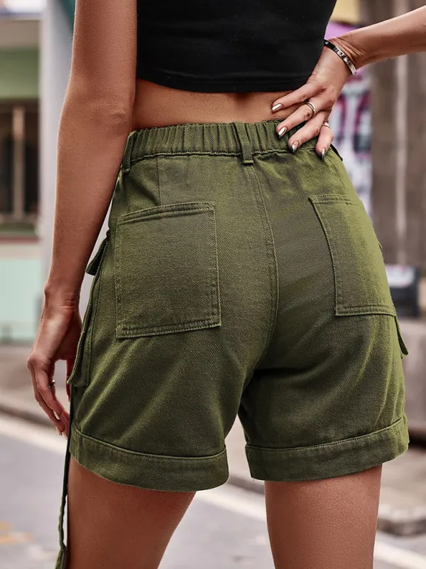Utility Denim Casual Large Pocket Shorts