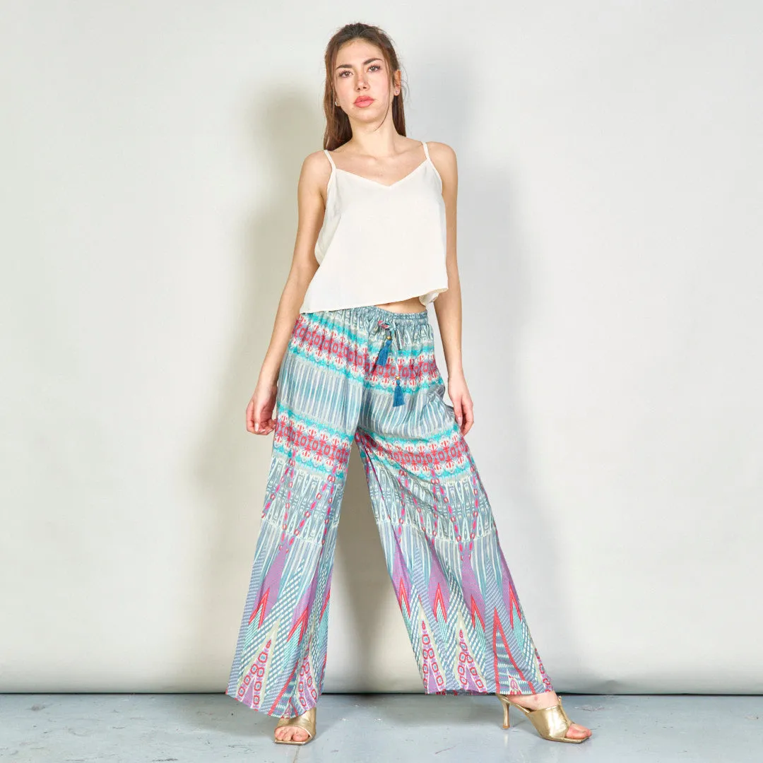 Vibrant geometric wide-leg trousers wholesale