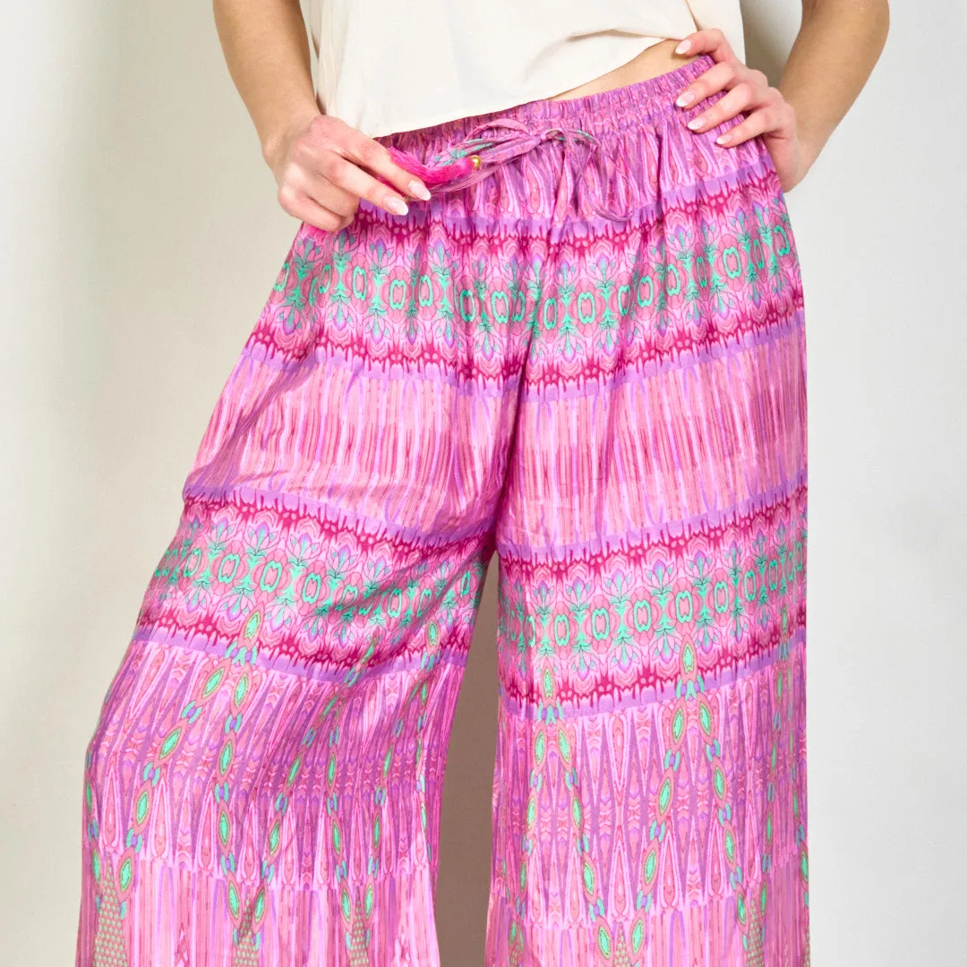 Vibrant geometric wide-leg trousers wholesale