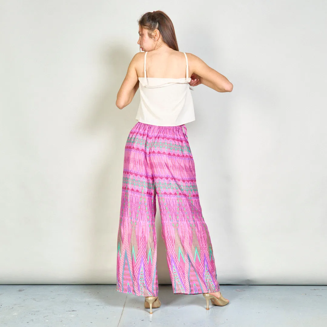 Vibrant geometric wide-leg trousers wholesale