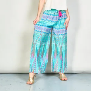 Vibrant geometric wide-leg trousers wholesale