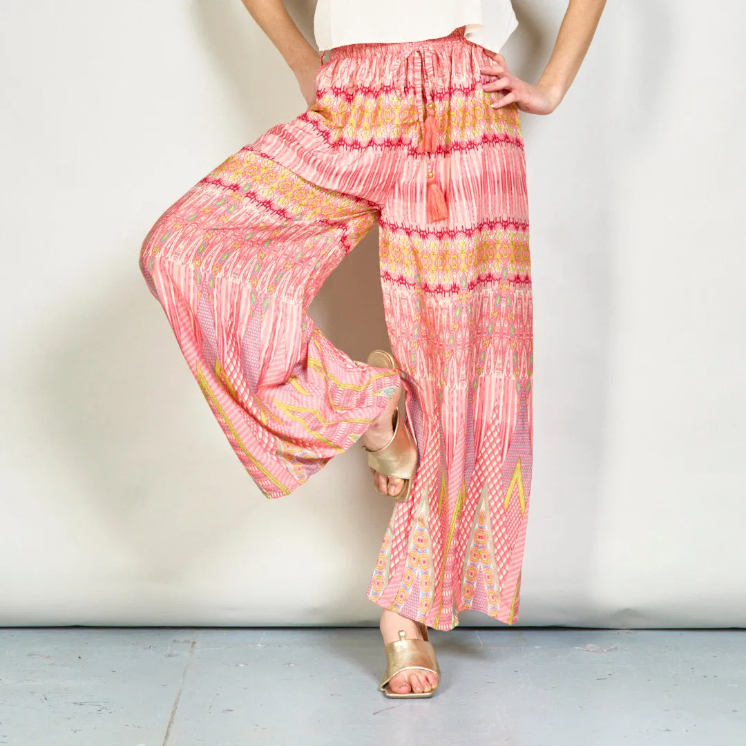 Vibrant geometric wide-leg trousers wholesale