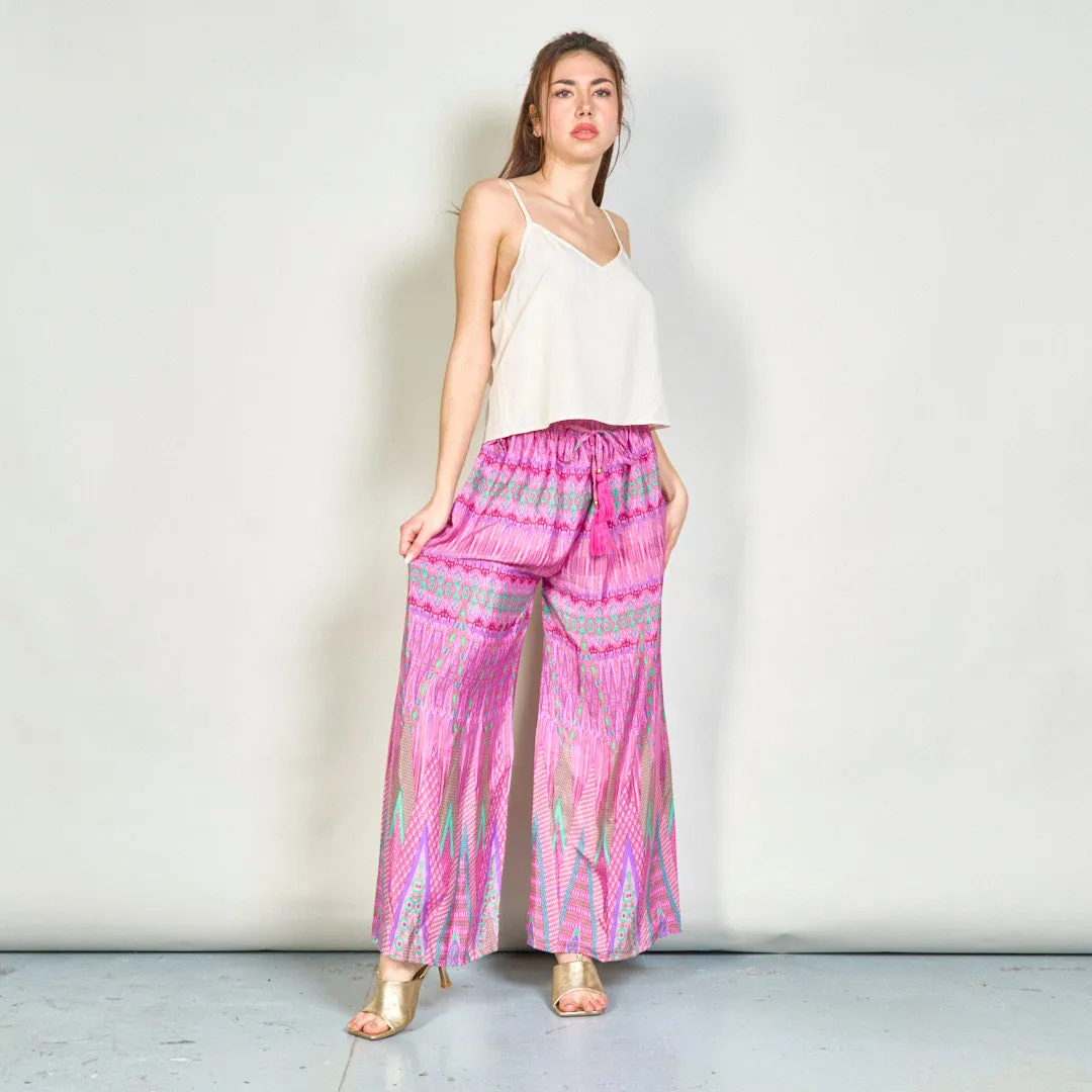 Vibrant geometric wide-leg trousers wholesale