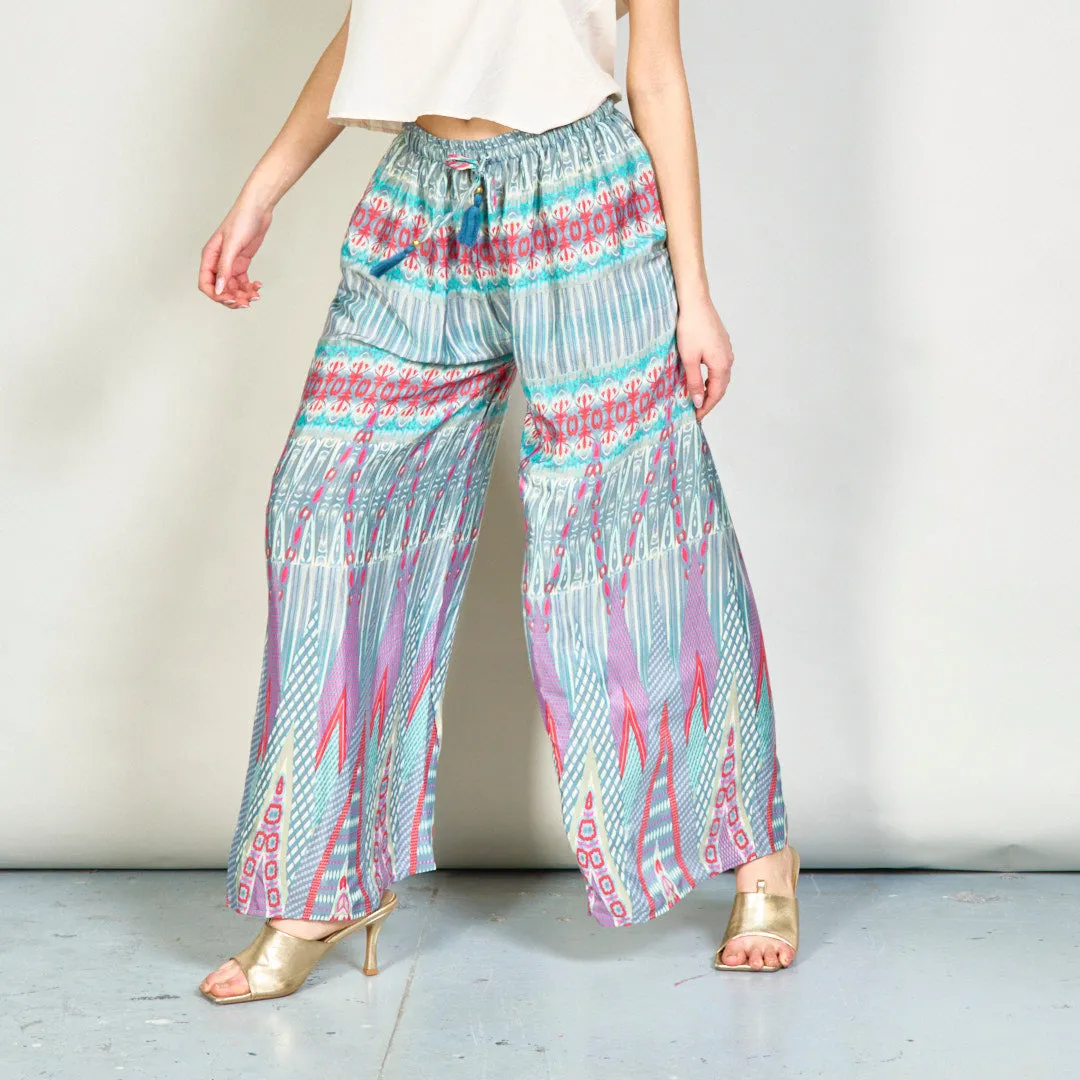 Vibrant geometric wide-leg trousers wholesale