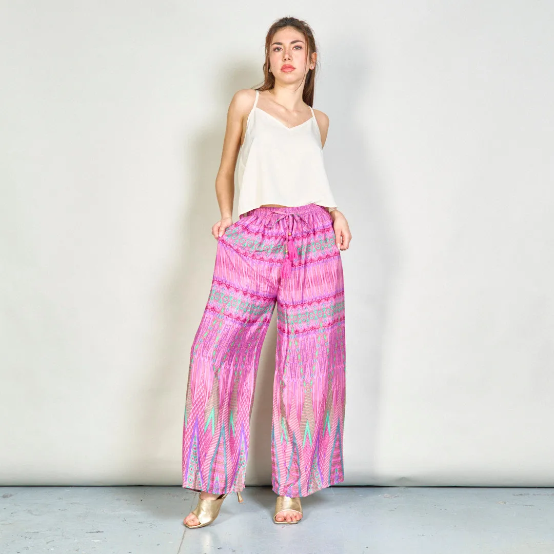 Vibrant geometric wide-leg trousers wholesale