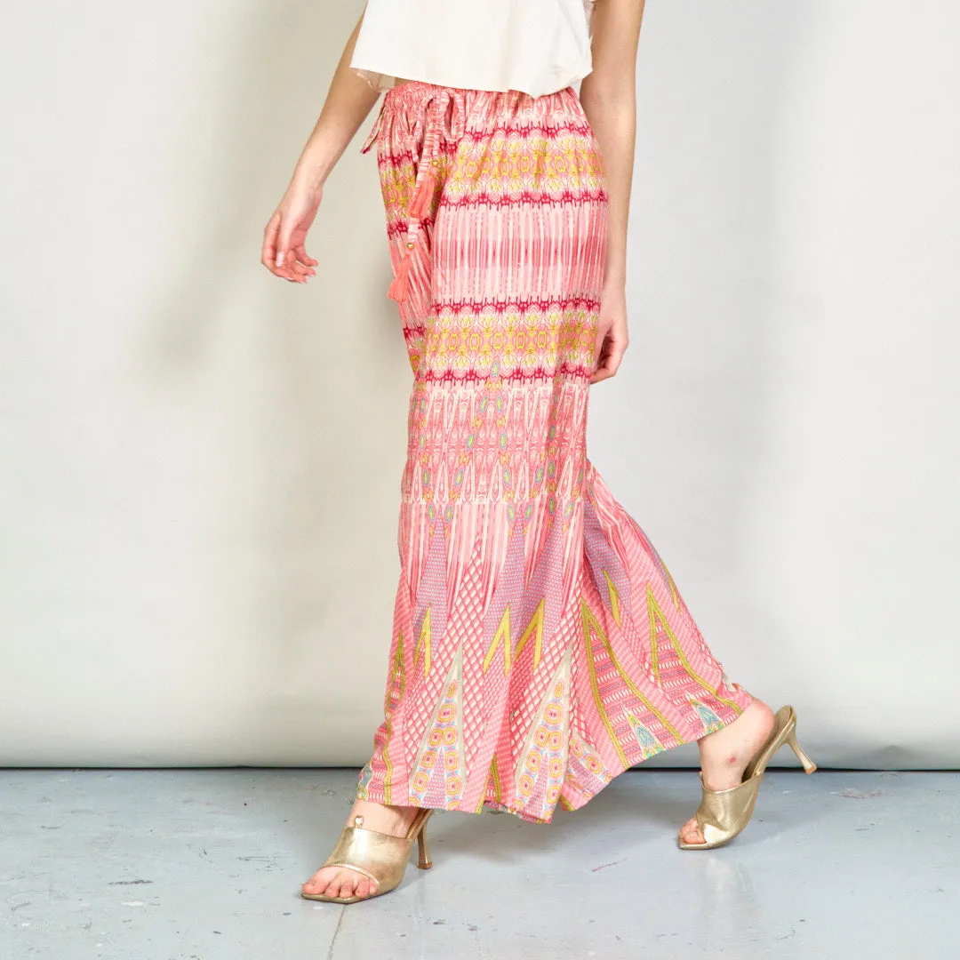 Vibrant geometric wide-leg trousers wholesale