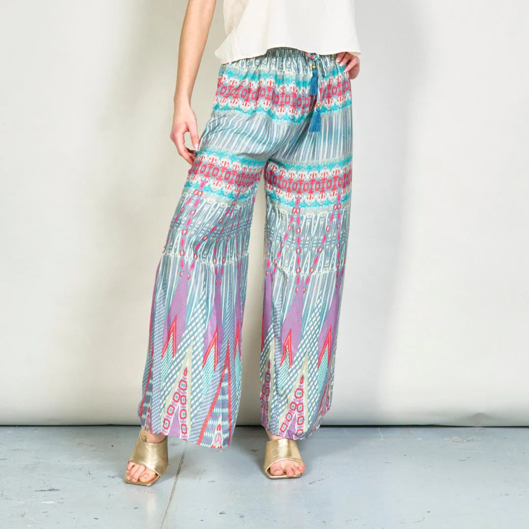 Vibrant geometric wide-leg trousers wholesale
