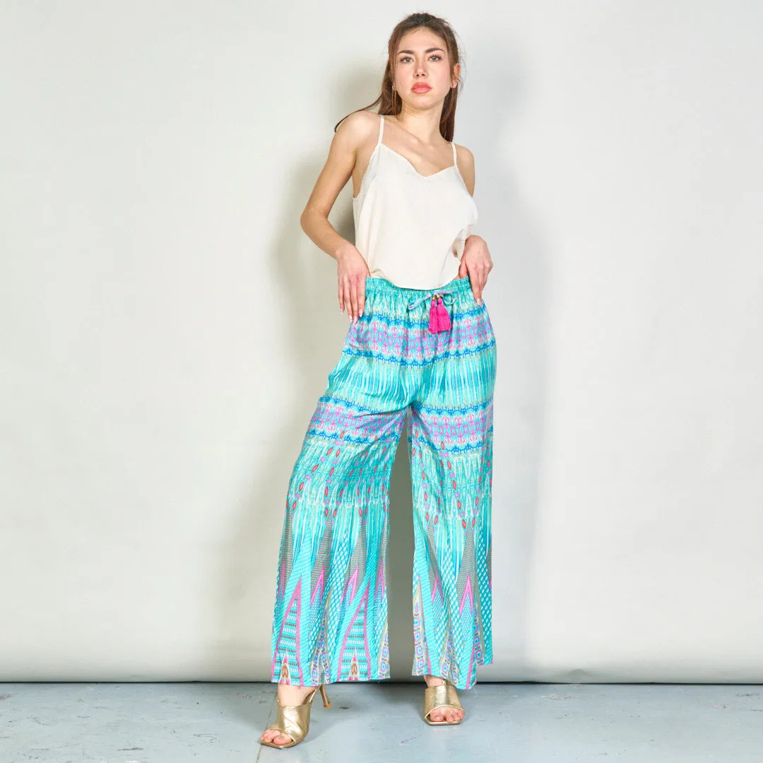 Vibrant geometric wide-leg trousers wholesale