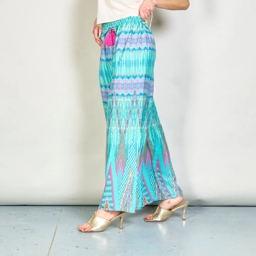 Vibrant geometric wide-leg trousers wholesale