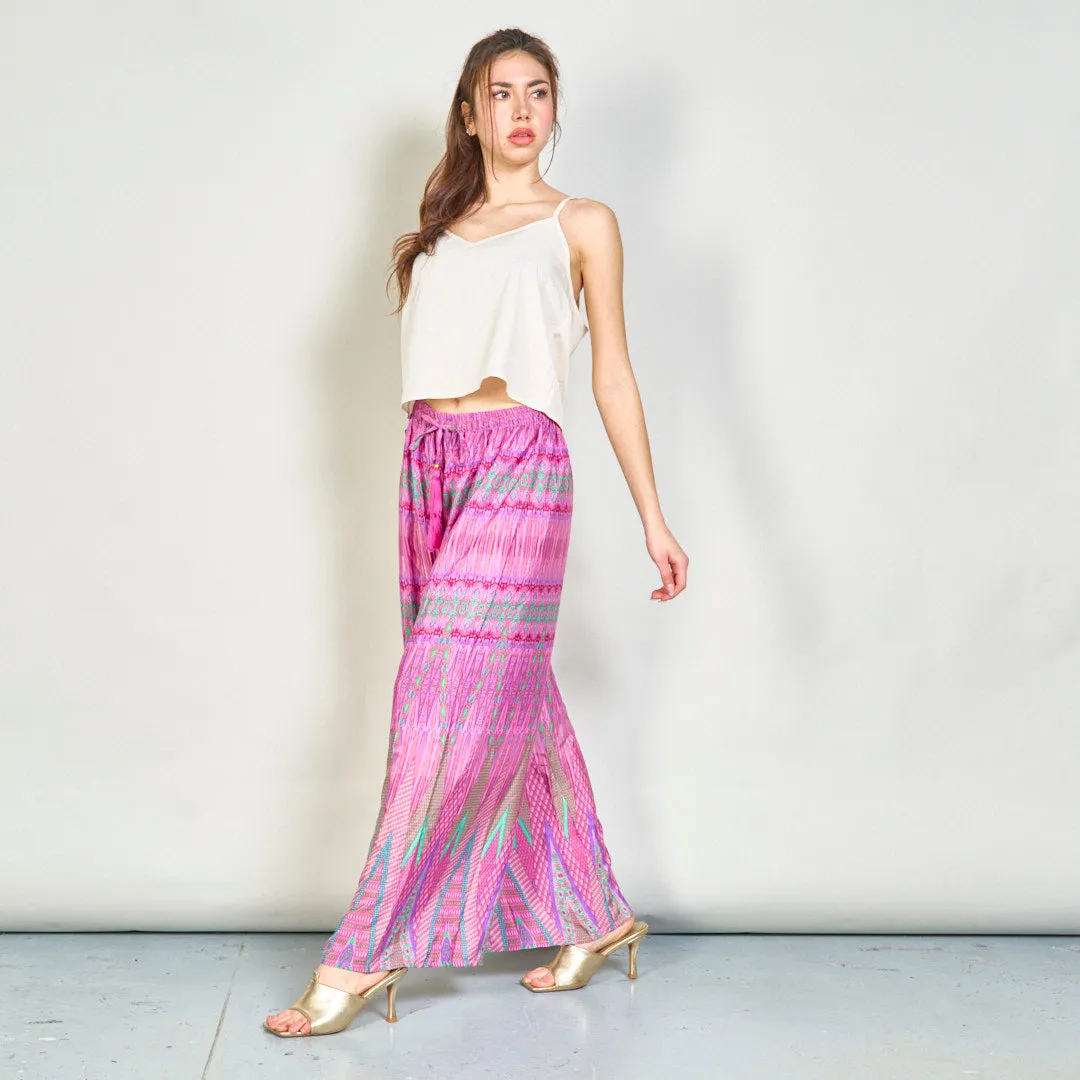 Vibrant geometric wide-leg trousers wholesale