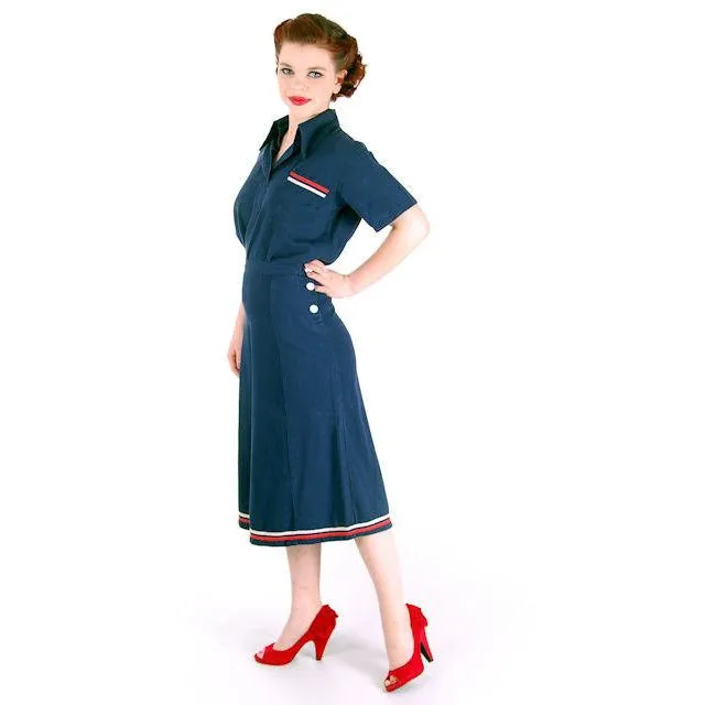 Vintage Ladies WW 2 SPORTSWEAR Culotte Pants Set Nautical Theme 1940s 40-28-41