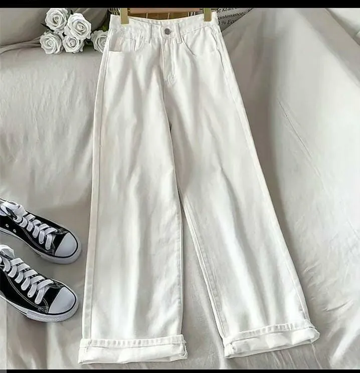 White wide leg jeans