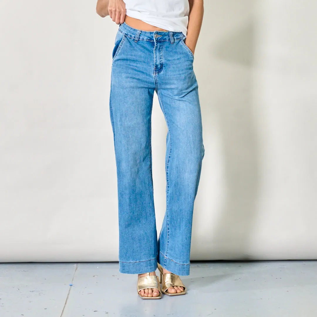 Wide-leg casual denim pants wholesale
