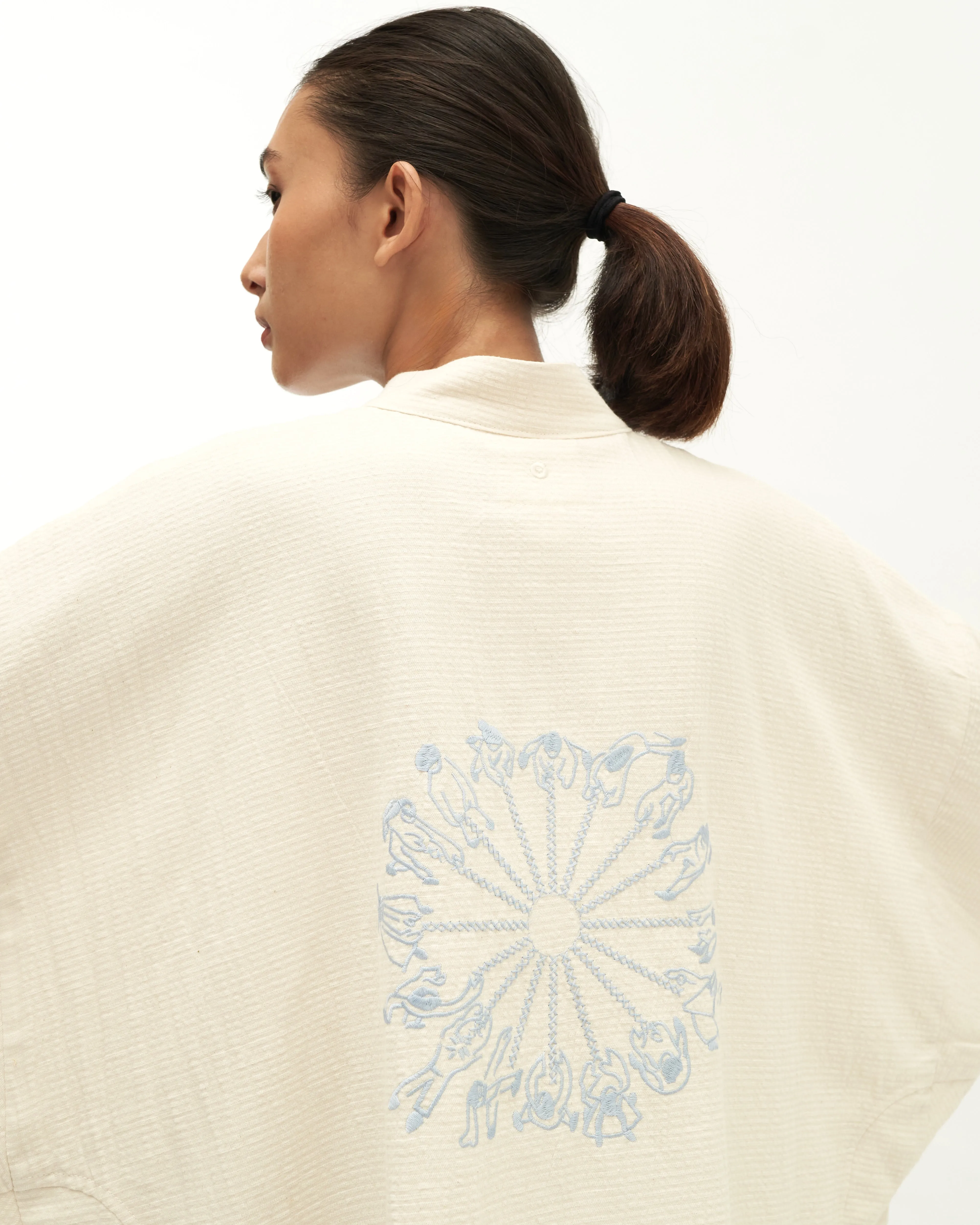 Women: Sulam Boxy Top (Blue)
