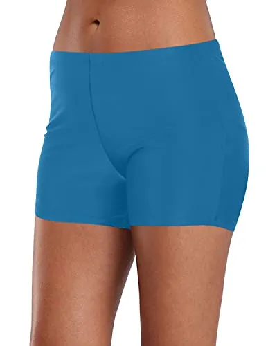 Women's Stretchy Friendly Material Tankini Bottoms Swimsuit-Blue