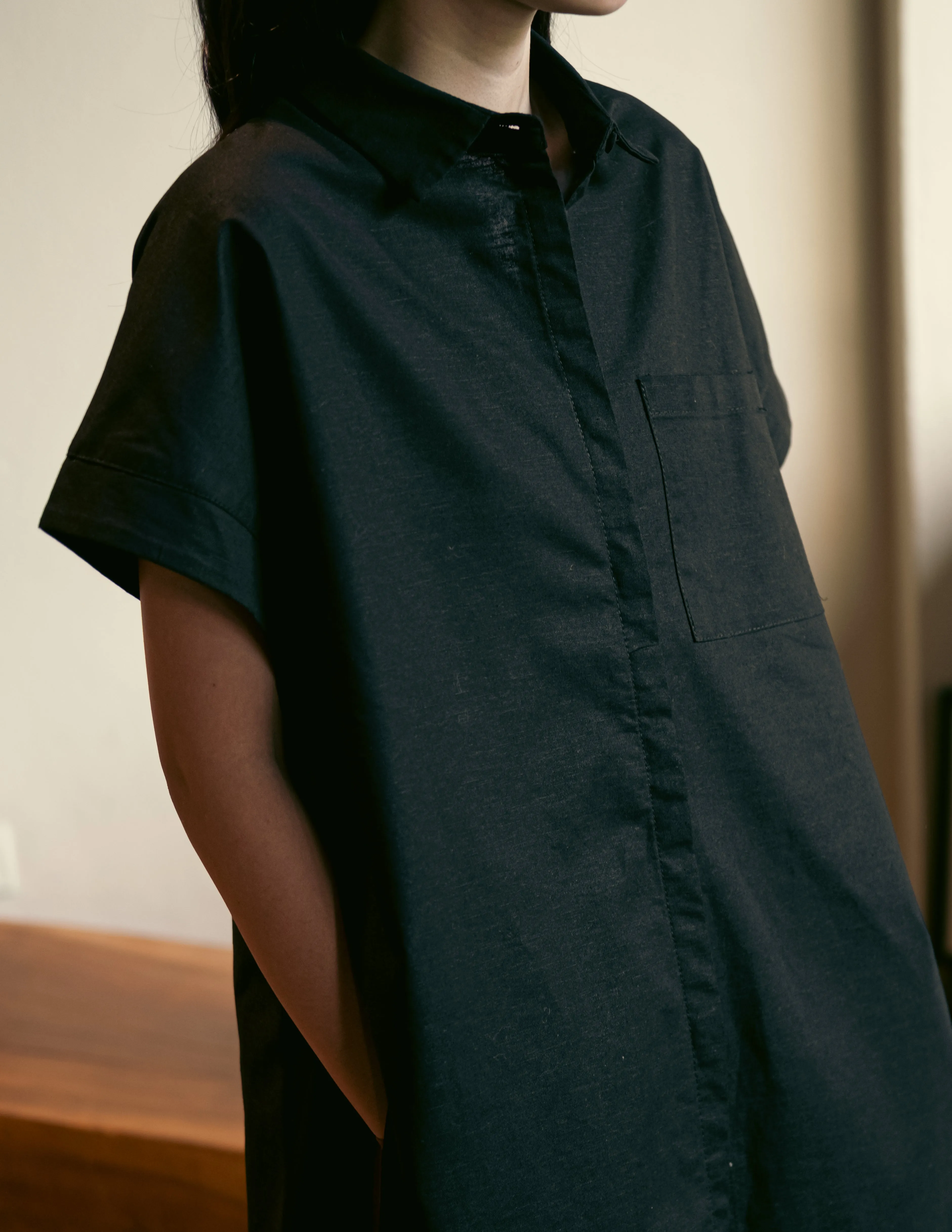 Womens: The Boxy Shirt Dress (Black)