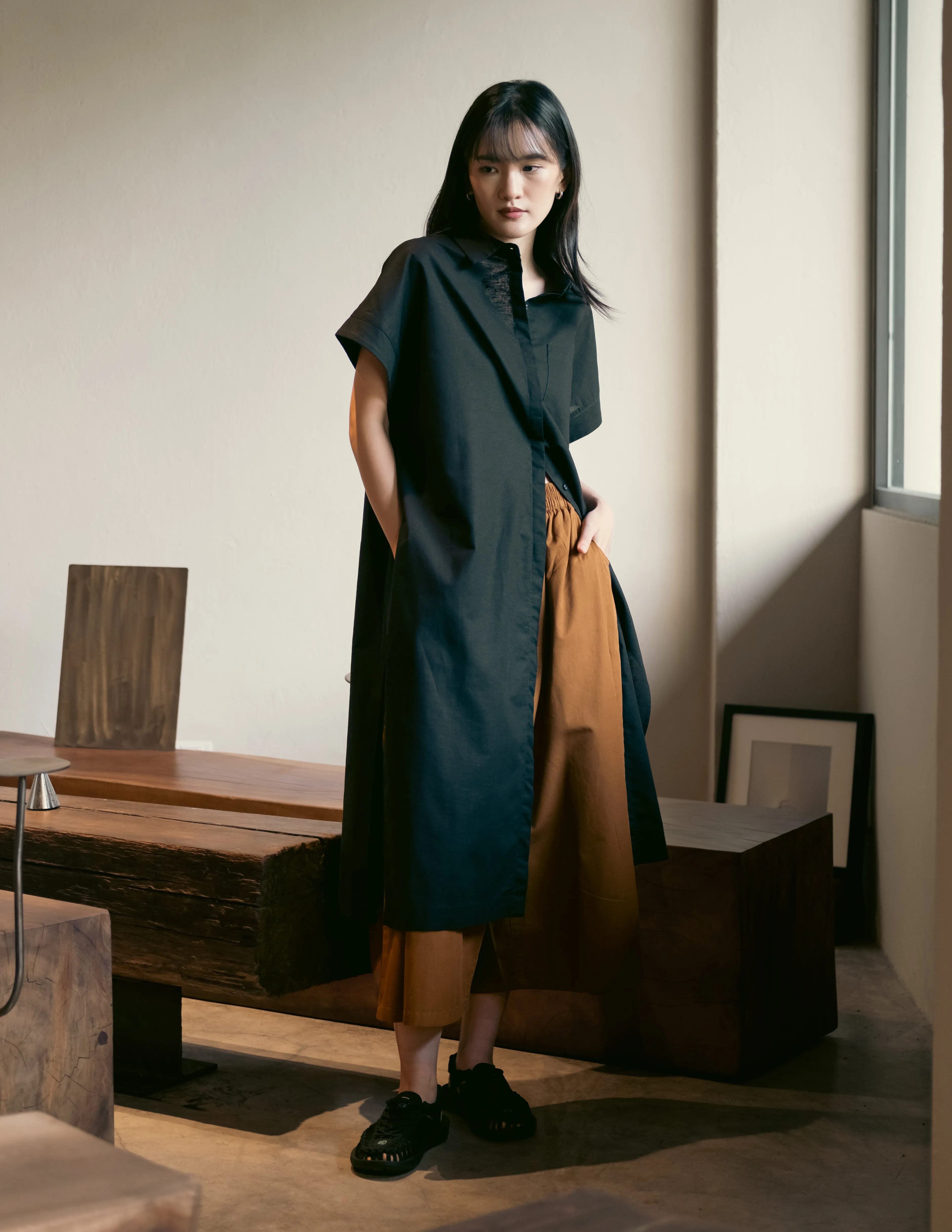 Womens: The Boxy Shirt Dress (Black)