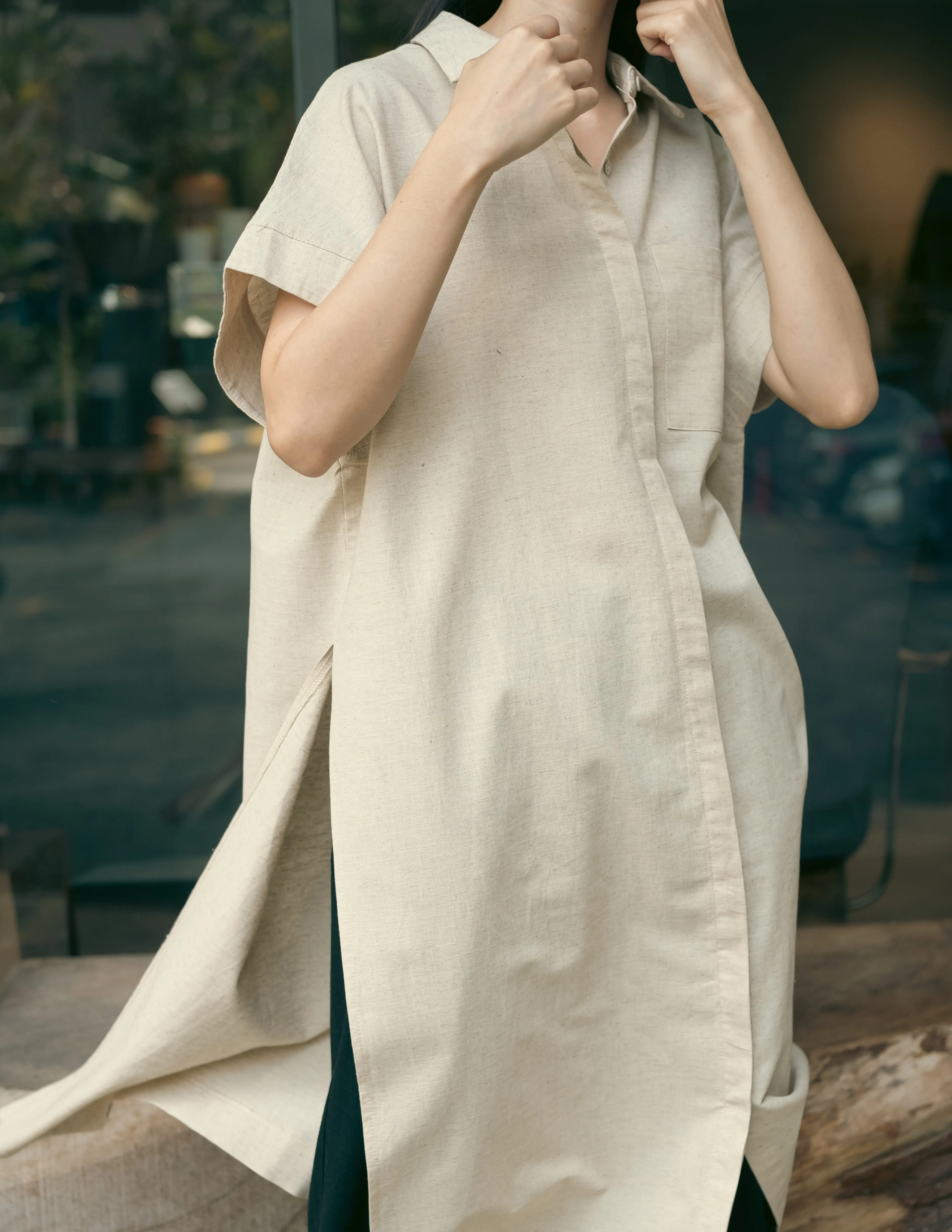 Womens: The Boxy Shirt Dress (Sand)