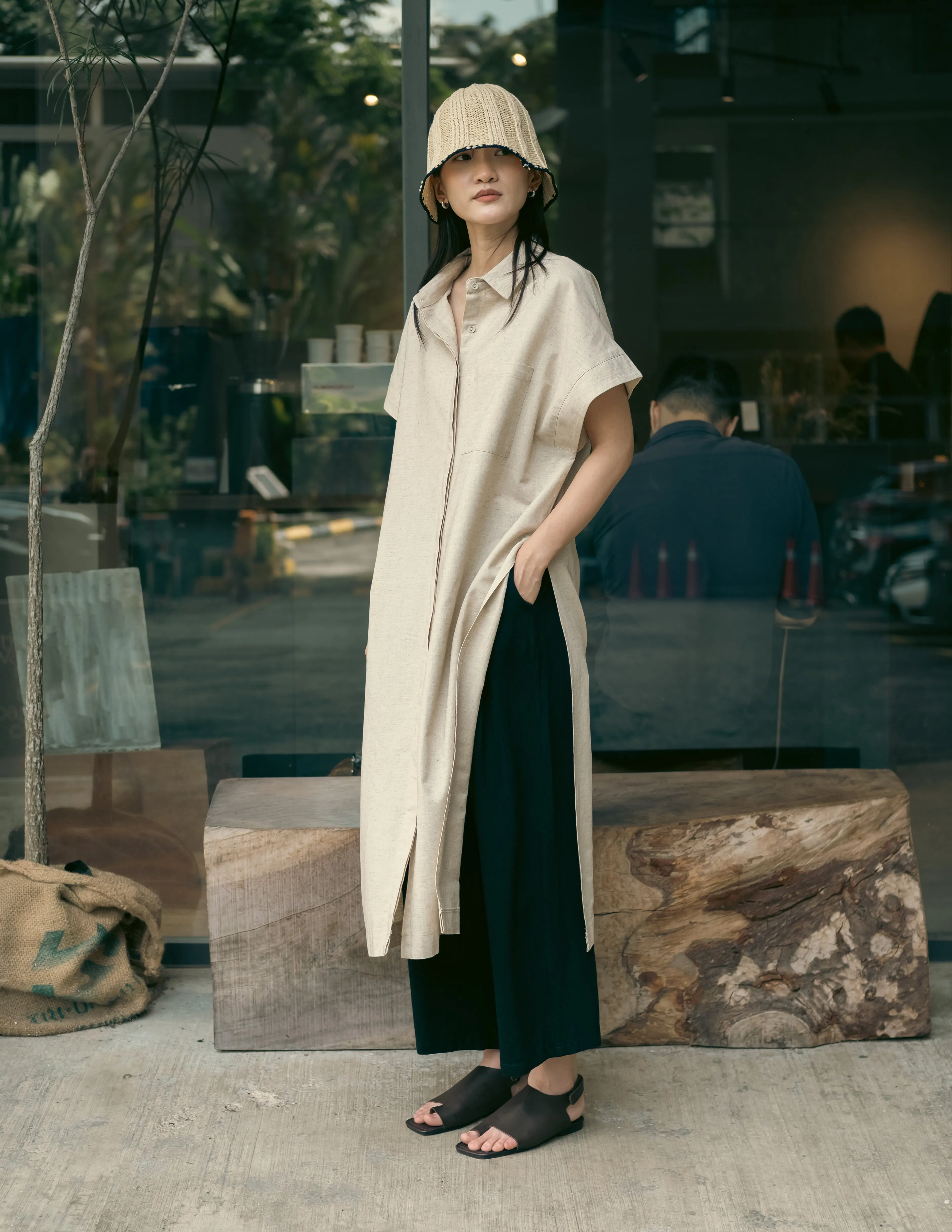 Womens: The Boxy Shirt Dress (Sand)