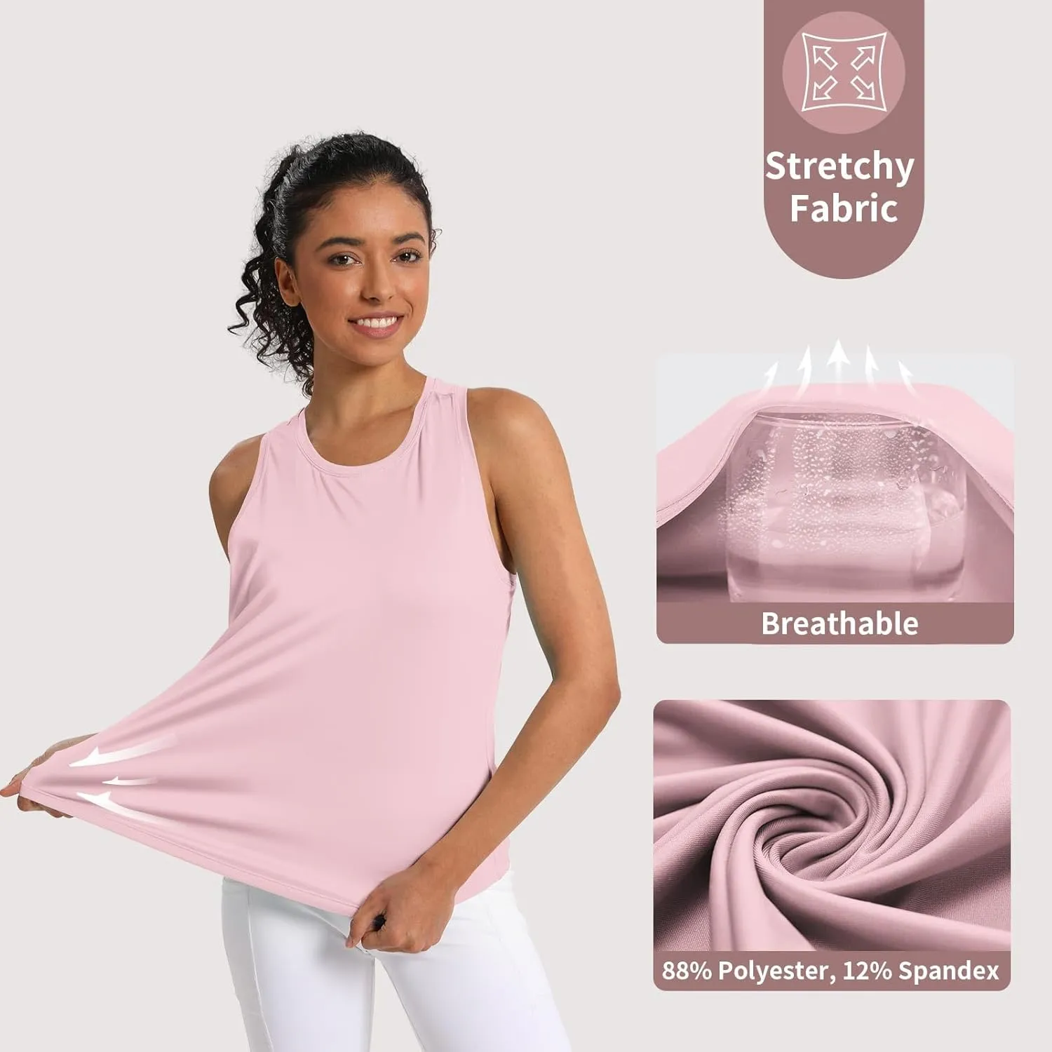 Women's Workout Tank Tops Woman Sleeveless Loose Fit Gym Tops Athletic Shirts Racerback Quick Dry UPF 50 