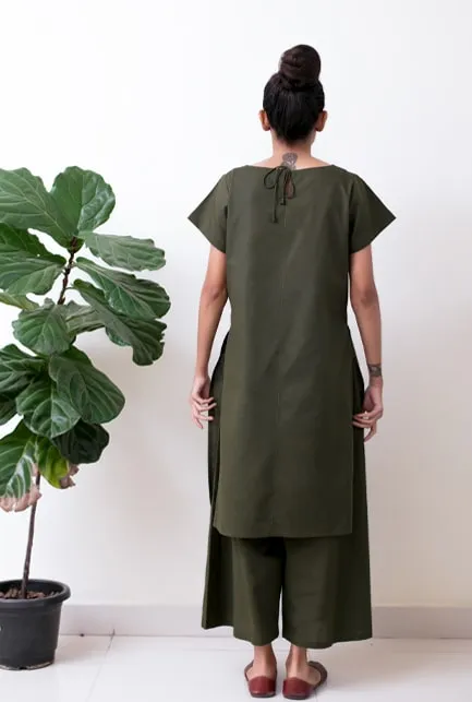Zarna Hi Slit Kurta - Green